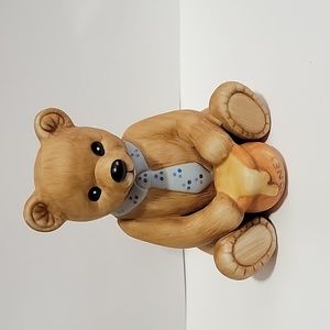 Homco Porcelain Teddy Bear With Honey Pot